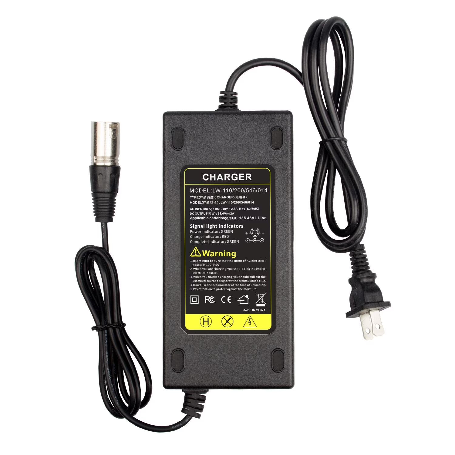 54.6V 2A Lithium Battery Charger for 48V E-bike F491