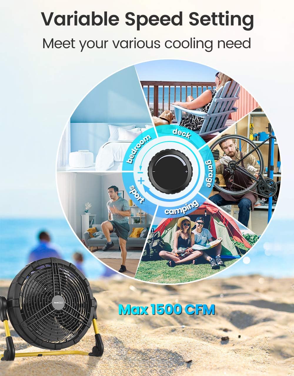 Rechargeable Outdoor Misting Fan with Detachable Battery - 12 inch K53706