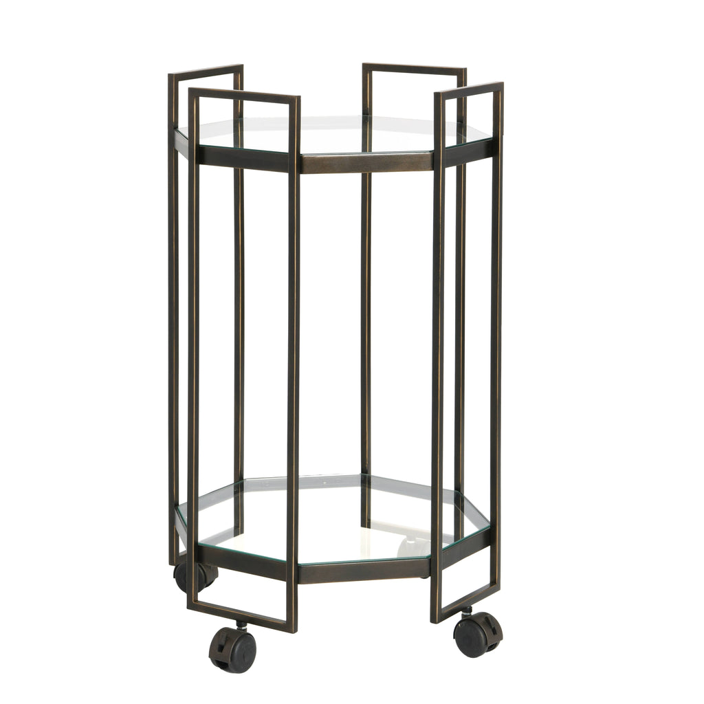 Octagon Black Metal Bar Cart C915