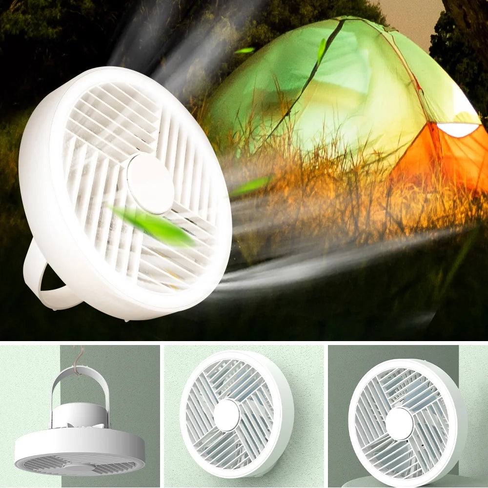 7-inch Rechargeable Camping Fan with LED Lighting P613542
