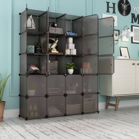 20 Cube Organizer Plastic Storage Shelves with Hanging Rod B951447