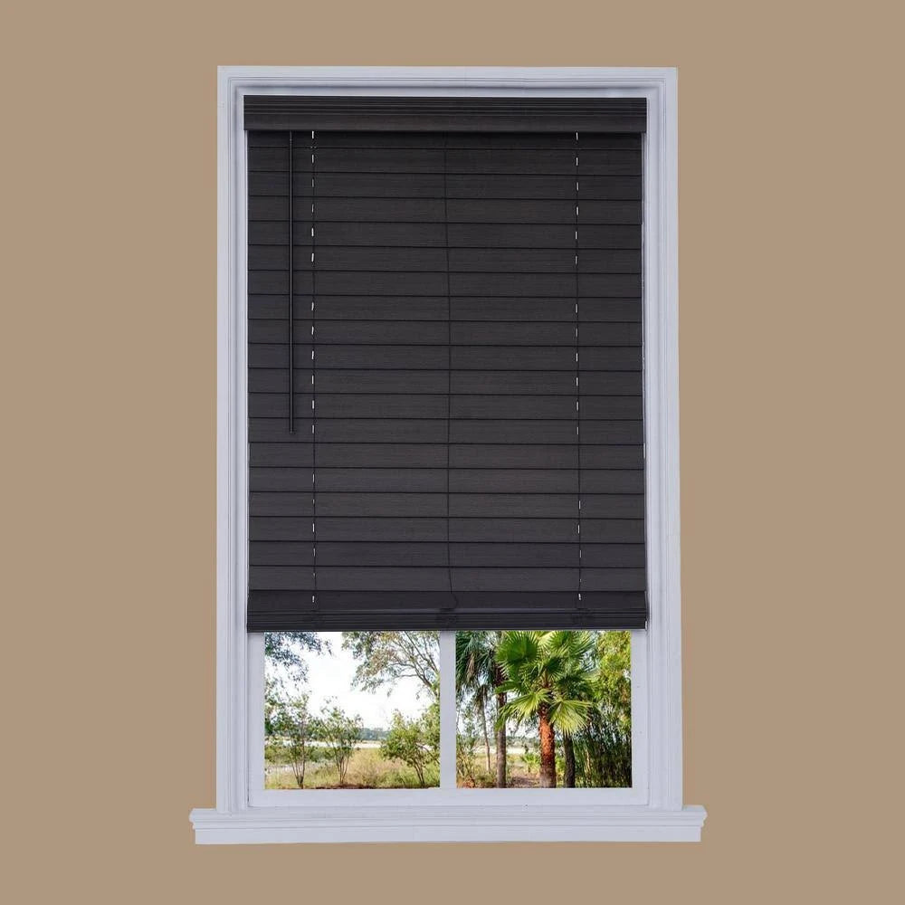 Walnut Faux Wood Cordless Room Darkening Horizontal Blinds U660780