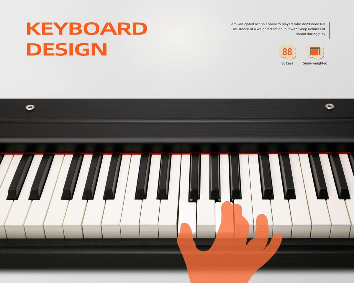 88-Key Semi-Weighted Digital Piano Keyboard with Sustain Pedal and Carry Bag X958