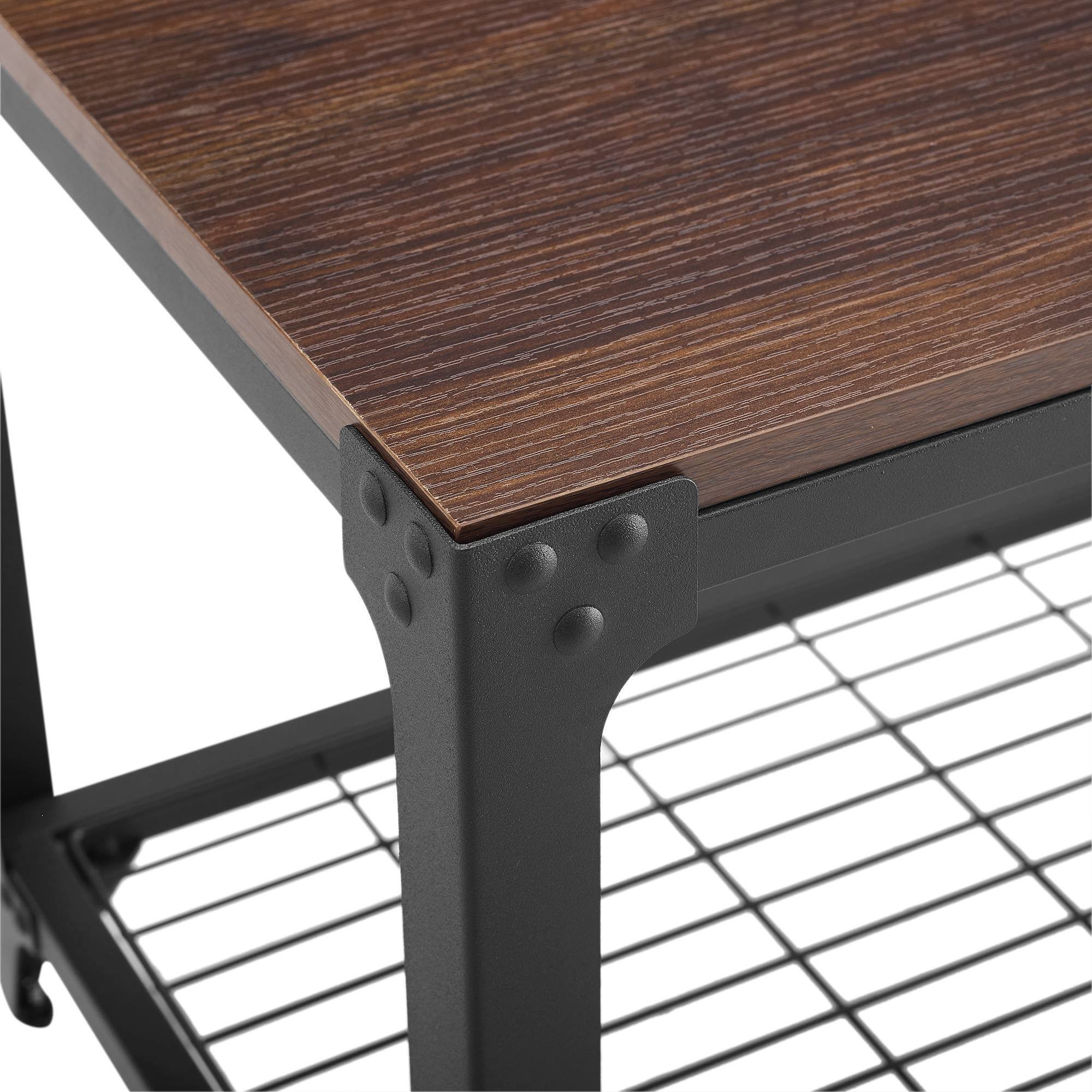Urban Industrial Angle Iron Entry Bench Dark Walnut F122706
