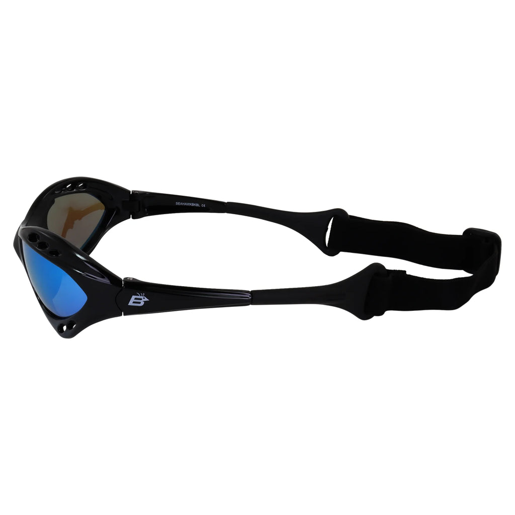 3 Pairs Padded Polarized Sunglasses with Strap Black Frame Blue Pink Green Mirror Lenses M247