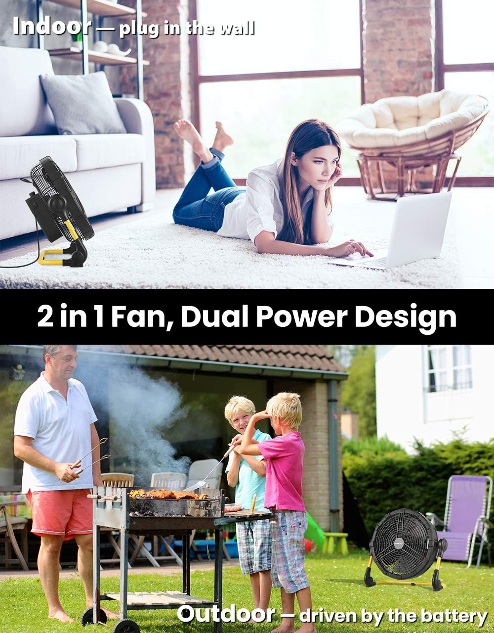 Rechargeable Outdoor Misting Fan with Detachable Battery - 12 inch K53706