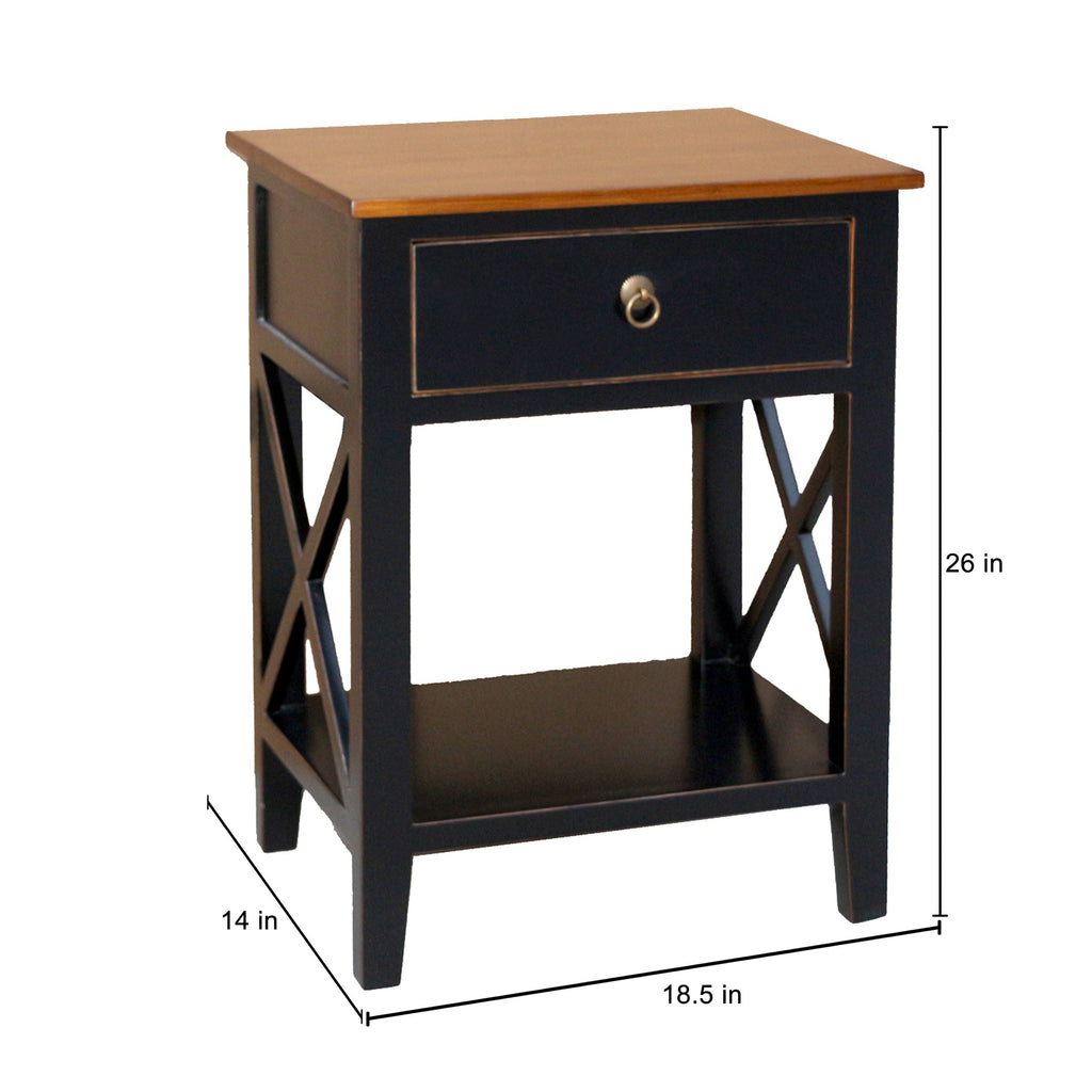 Blue Side Table Cabinet with Drawer and Shelf S9732