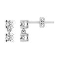 3mm White Diamond 2 Stone Dangle Drop Earrings in 925 Sterling Silver L8888