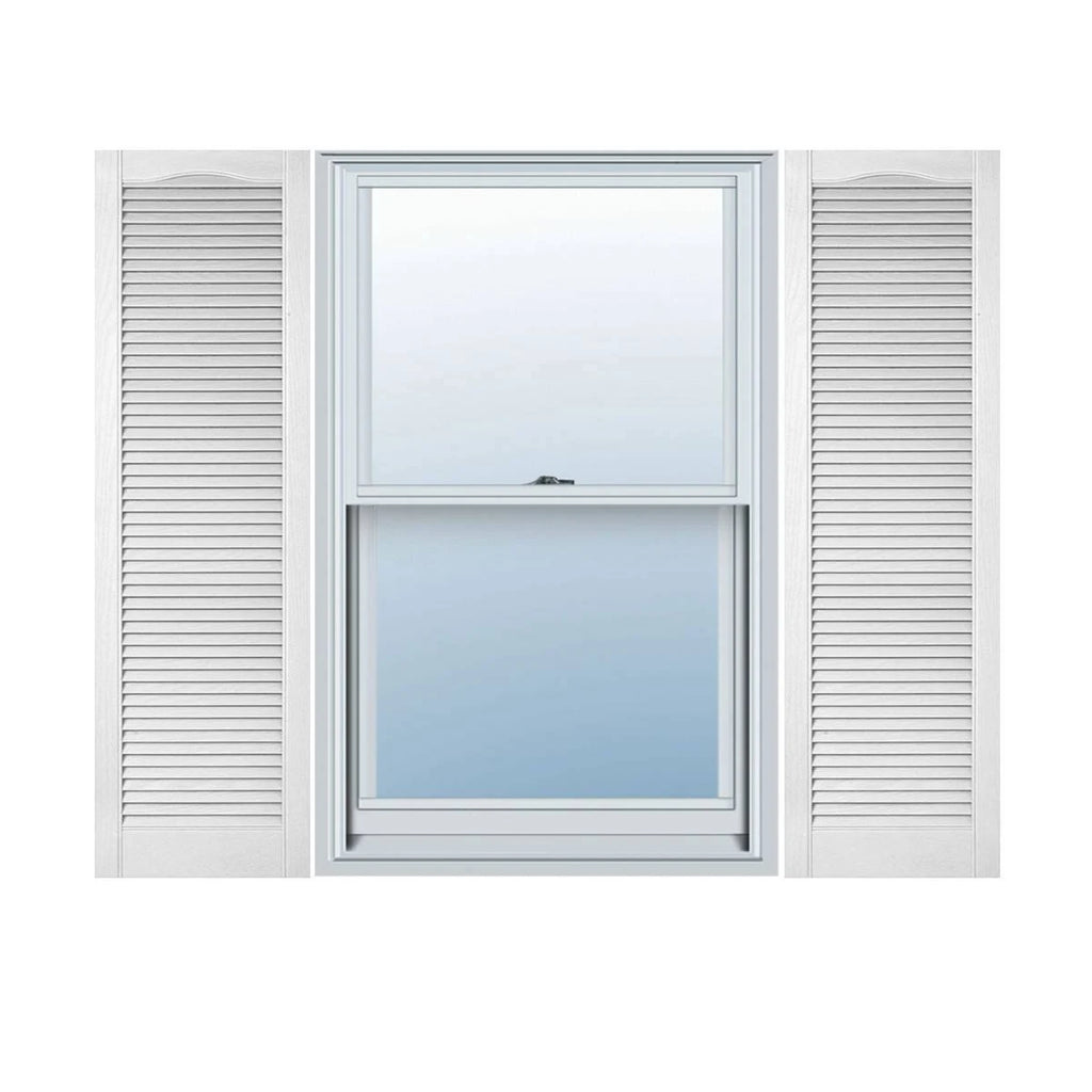 18 inchw x 40 inchh Vinyl Louver Shutters, Bright White Y201