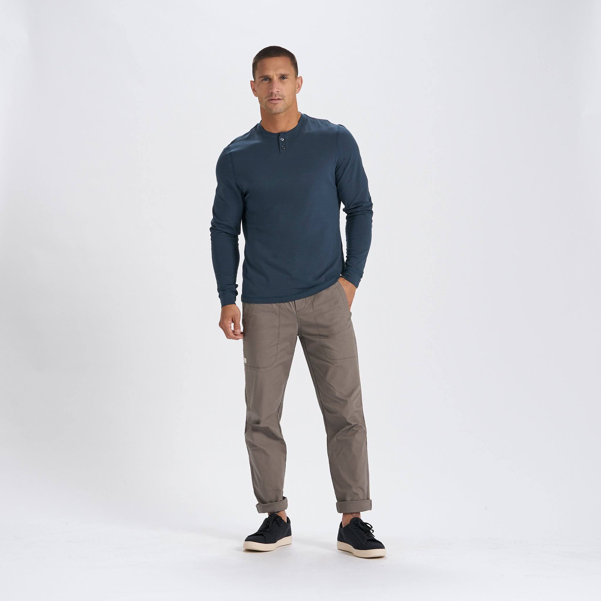 Long-Sleeve Henley - Large / Indigo J36162