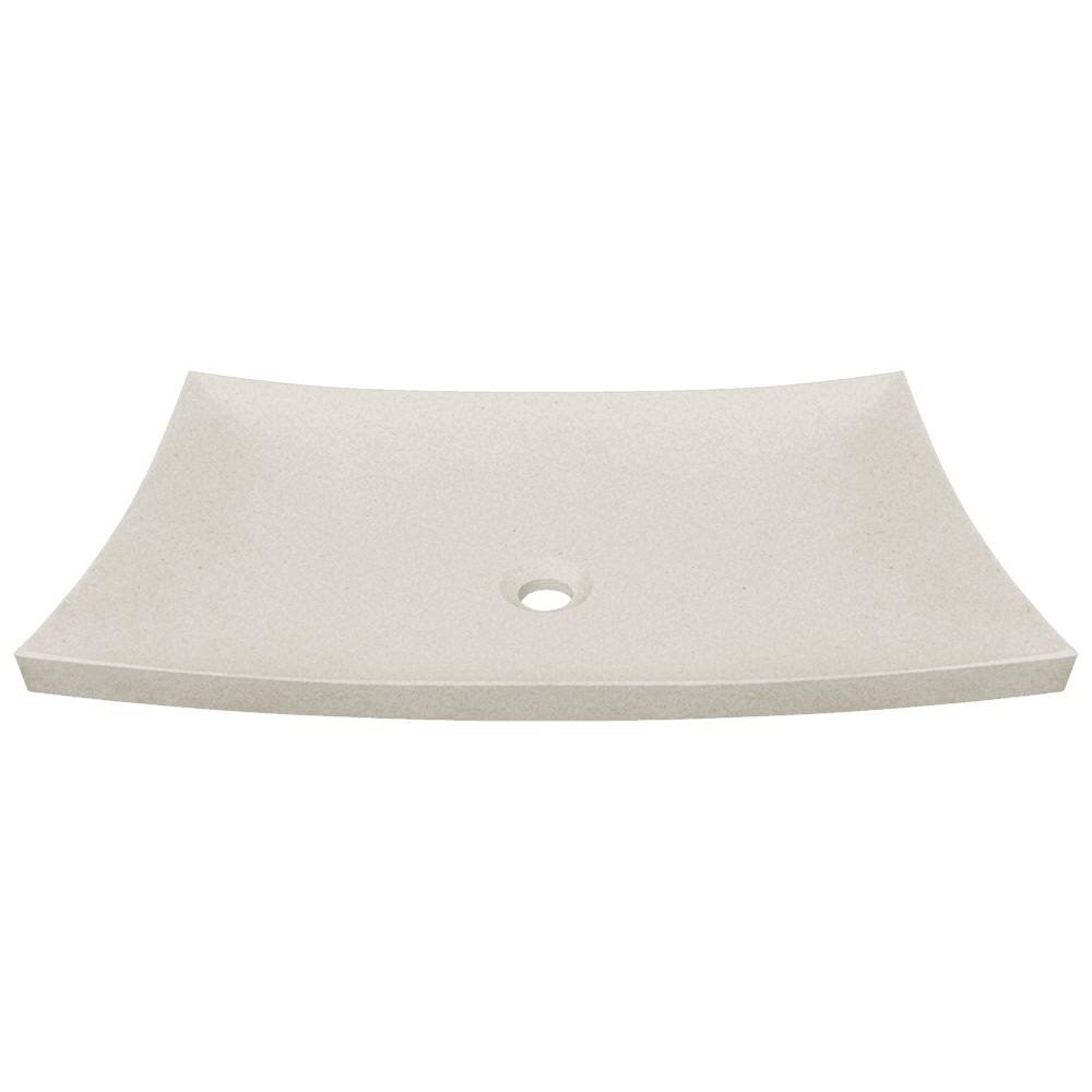 Cream Marble Vessel Sink Ensemble with Chrome Finish Waterfall Faucet B5917