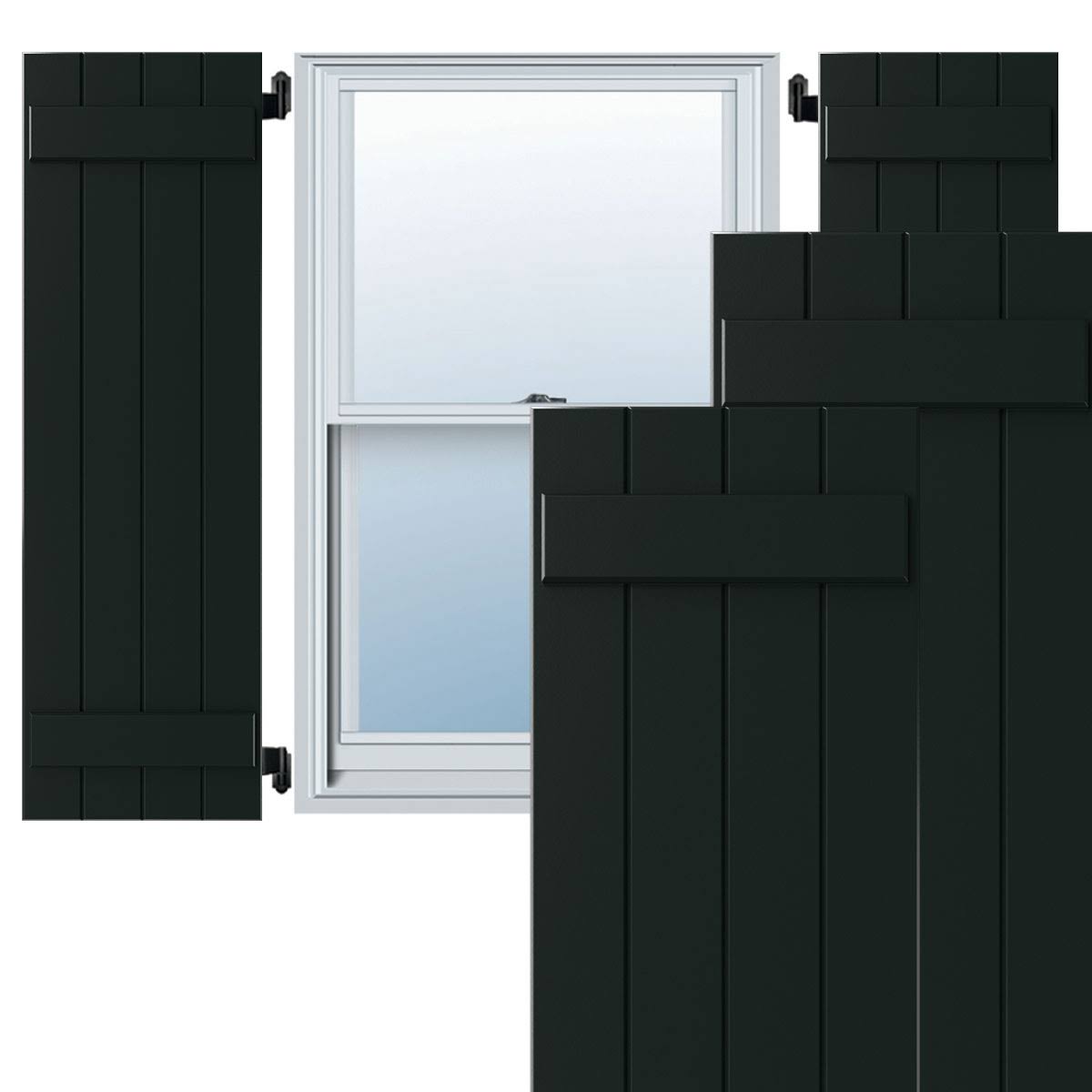 Black Composite Board-n-Batten Shutters (Per Pair) A3088