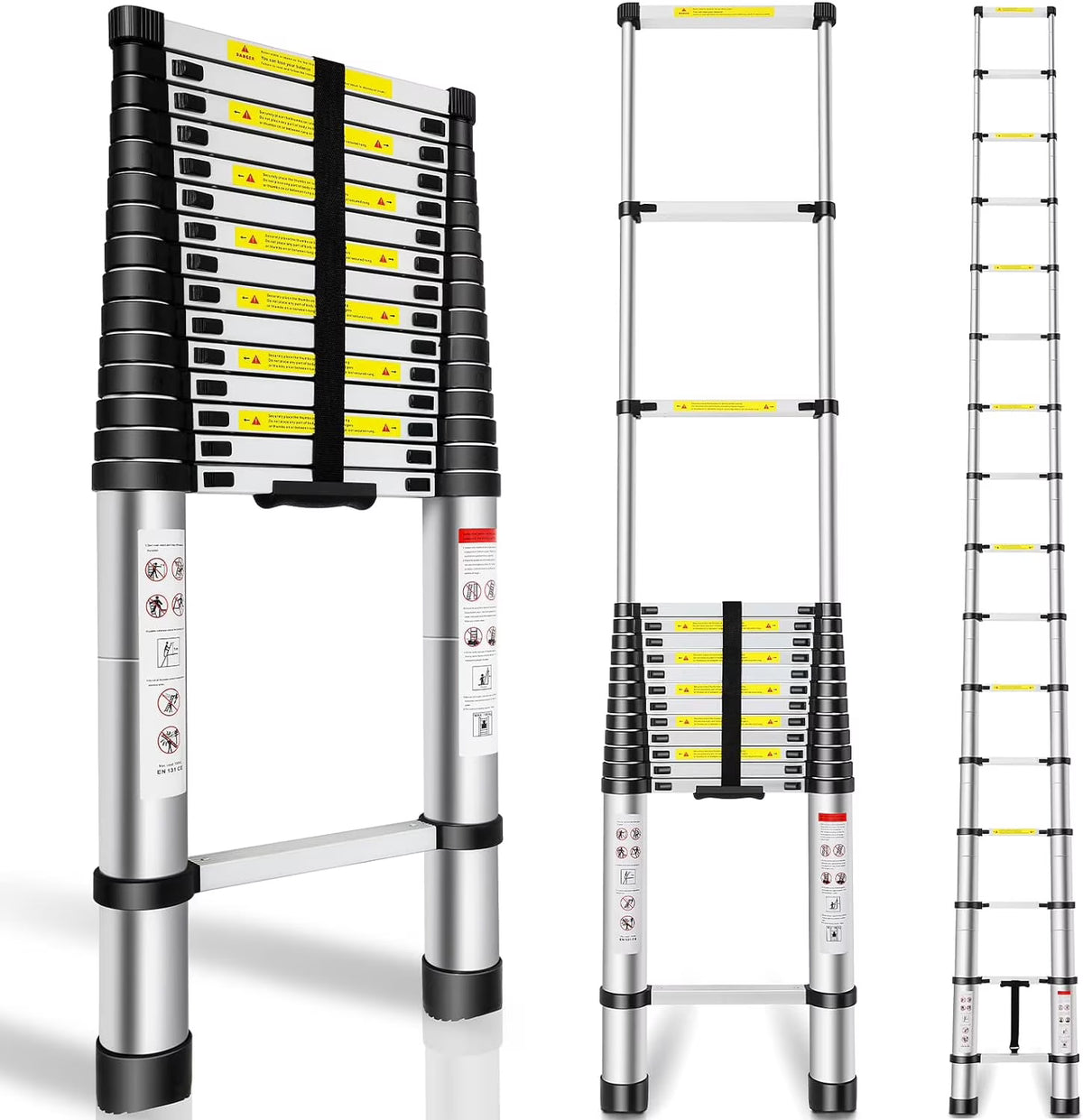 Telescoping Ladder 16.5FT Aluminum Alloy Folding Ladder, 330 lbs Load I67026