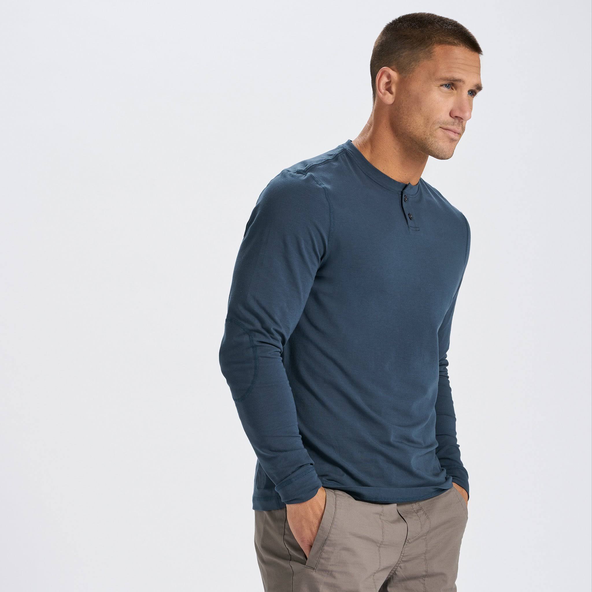 Long-Sleeve Henley - Large / Indigo J36162