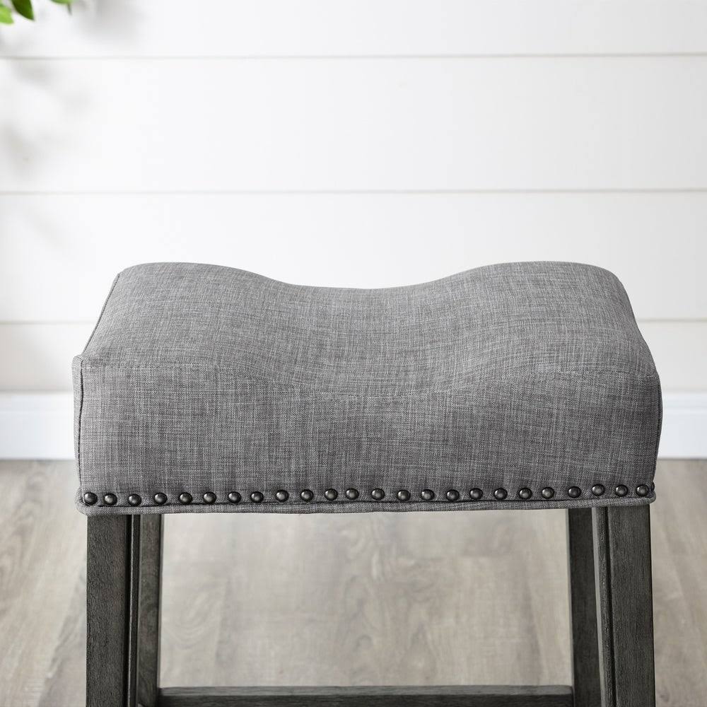 Grey Backless Saddle Seat Counter Stools (Set of 2) E945