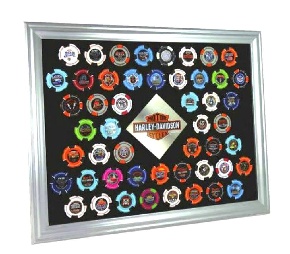 Silver Collector Poker Chip Frame, Fits 50 Chips D607566