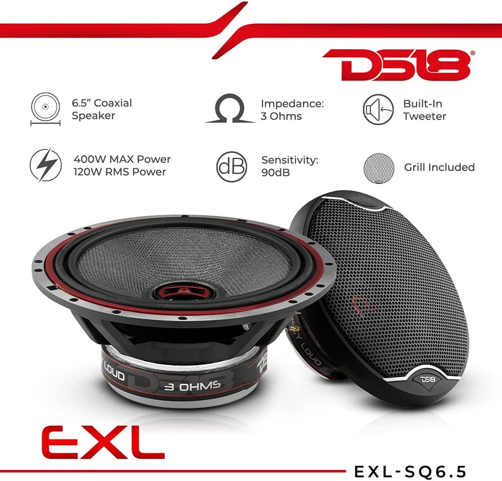 6.5-Inch 3-OHMS Car Coaxial Speaker 400 WATTS Max Set of 2 Y8780