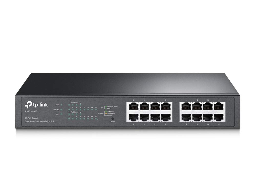 16 Port Gigabit PoE Switch, 8 PoE+ Ports, 150W, Metal U41986