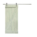 Sage Green Stained Wood Interior Sliding Barn Door with Hardware Kit J92566