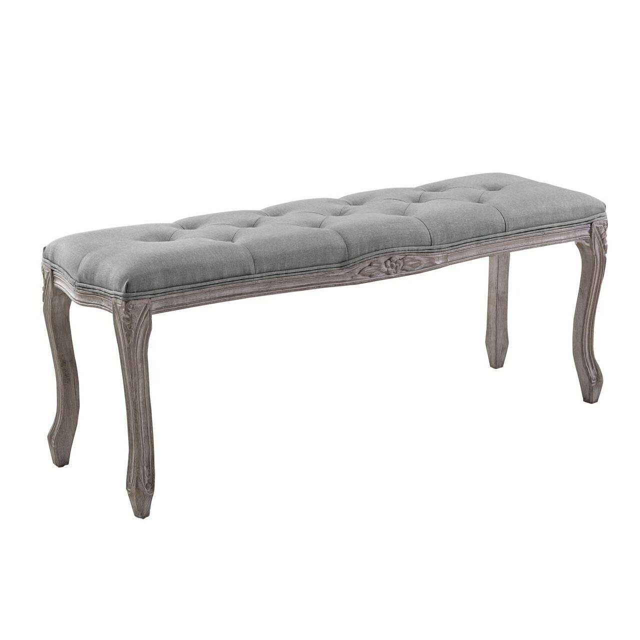 Light Fabric Wood Accent Chair Bench G22183