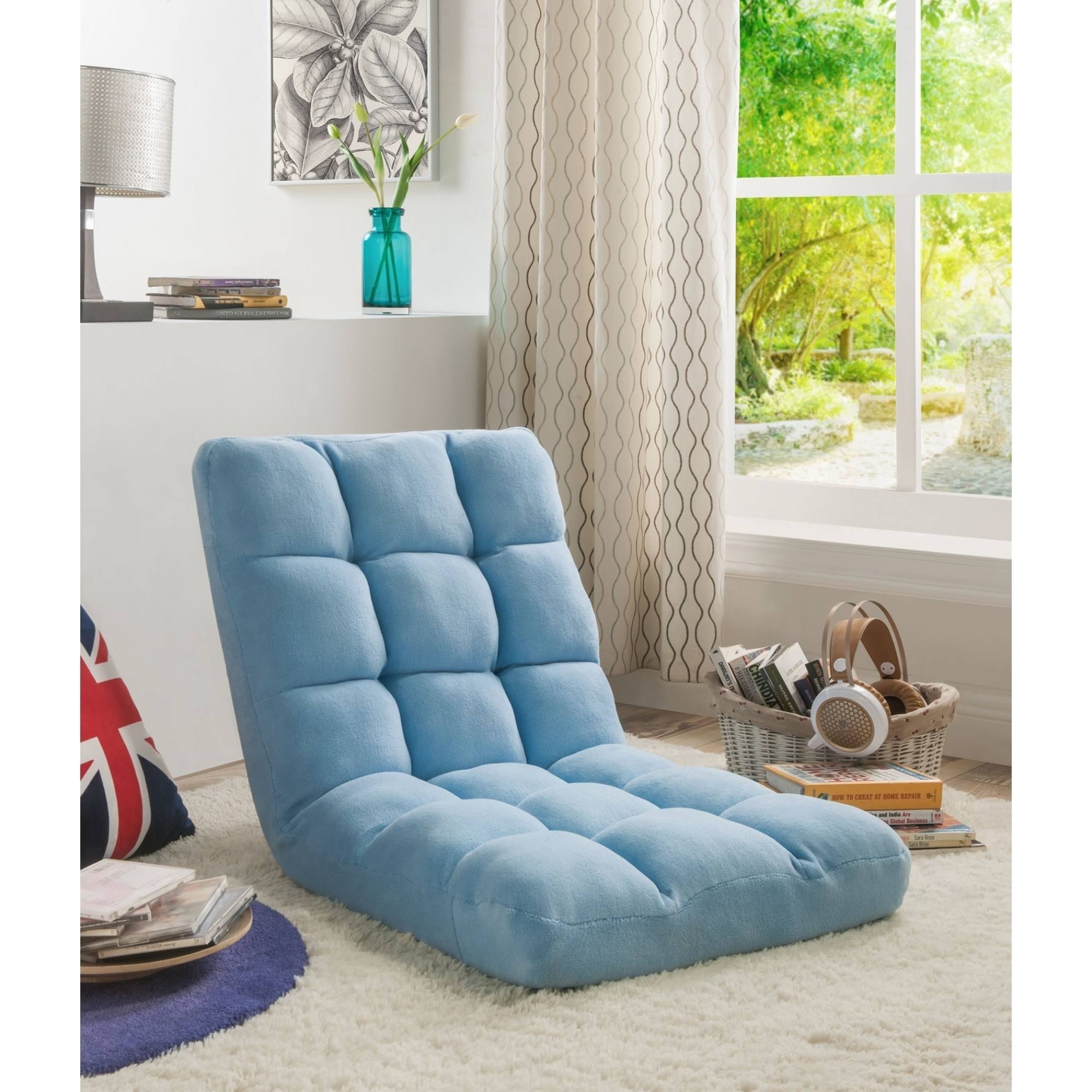 Brown Microplush Recliner Gaming Chair with Floor Mat Y65027
