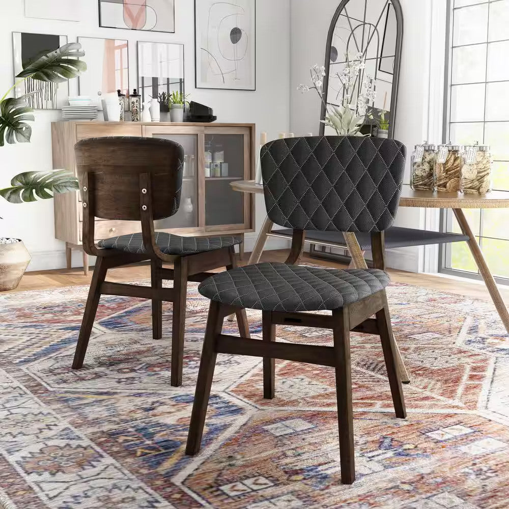 Set of 2 Solid Wood Side Chairs with Fabric Seat C5659