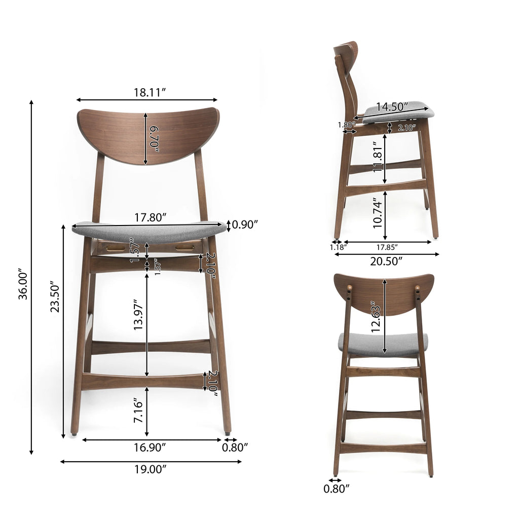 Dark Grey Fabric Counter Chair, Set of 2 Q8110