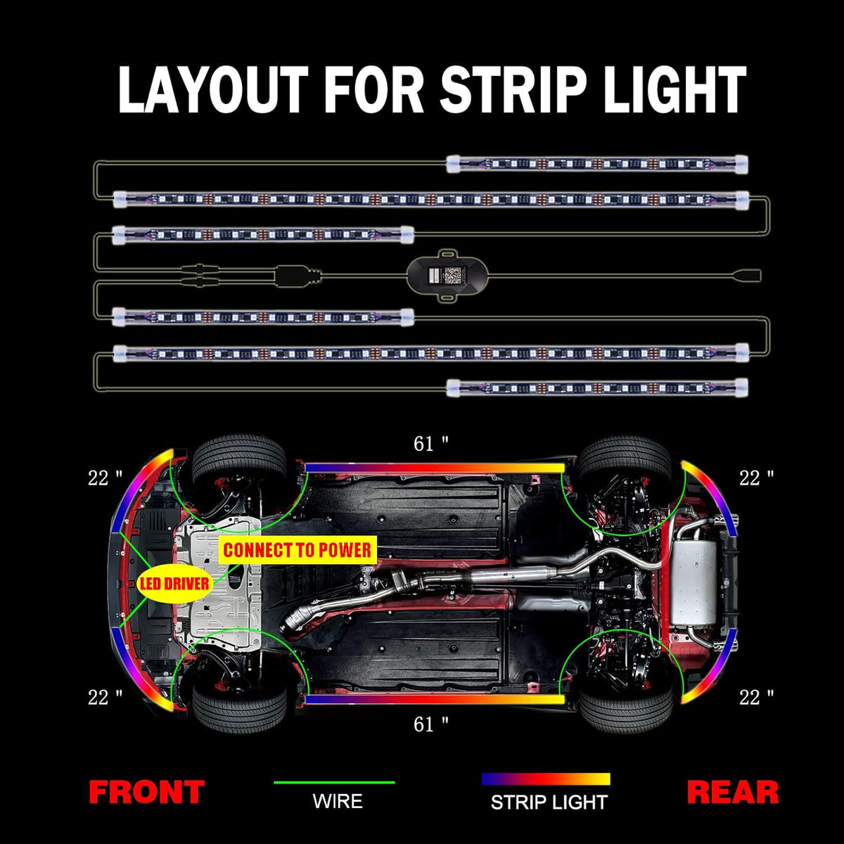 6 PCS Waterproof LED Underglow Light Kit with APP Control Z52913
