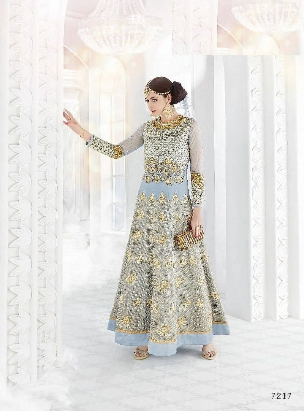 Lake Blue Georgette Embroidery Anarkali Dress Z221240