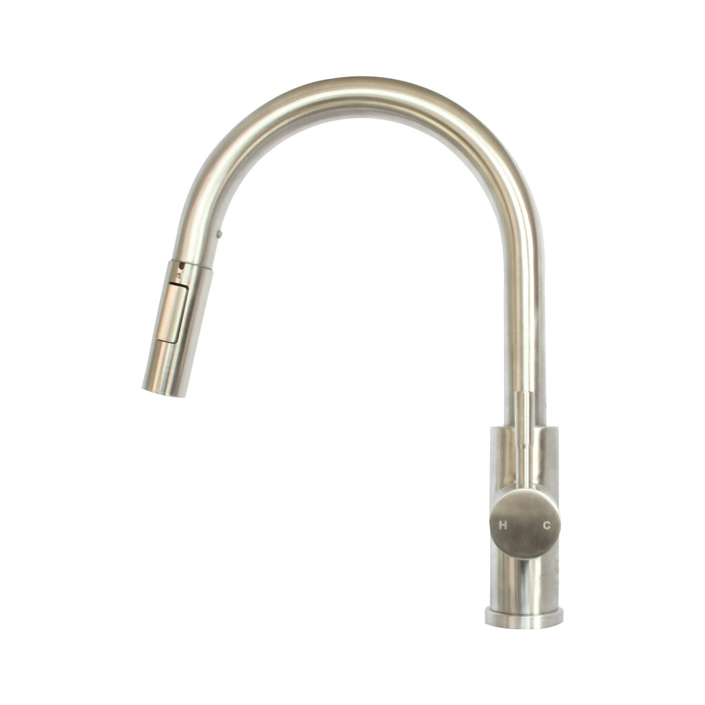 Stainless Steel Kitchen Sink Faucet Single Handle with Pull Down Sprayer Brushed Nickel W132557