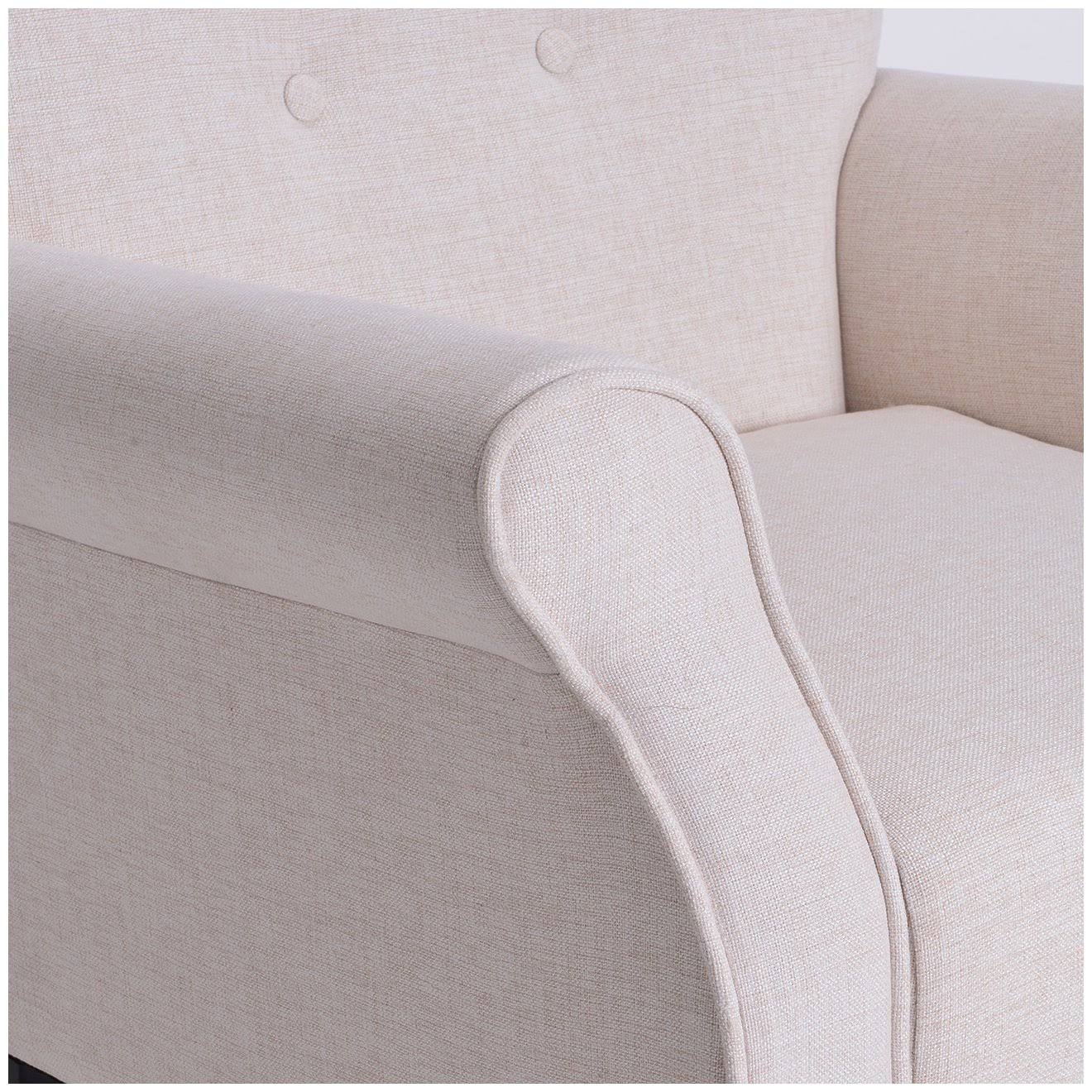 Beige Linen Wingback Accent Chair L689965