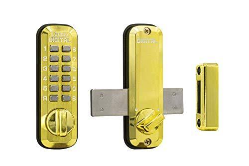 Bright Brass Mechanical Keyless Surface Mount Slide Deadbolt M8685