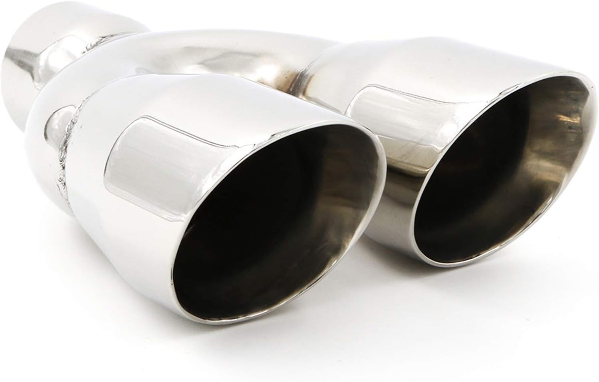 Stainless Steel Weld-On Dual Round Angle Exhaust Tip Tailpipe, Pack of 2 A81858