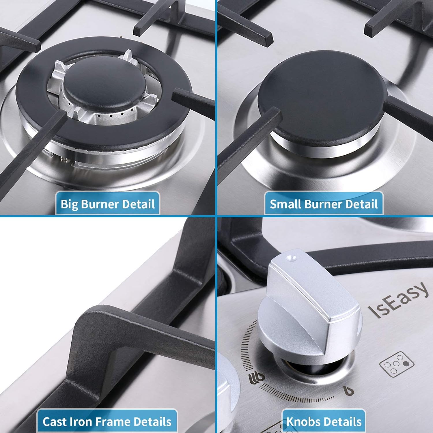 30 Inch 5 Burner Built-in Gas Stovetop Stainless Steel P87200