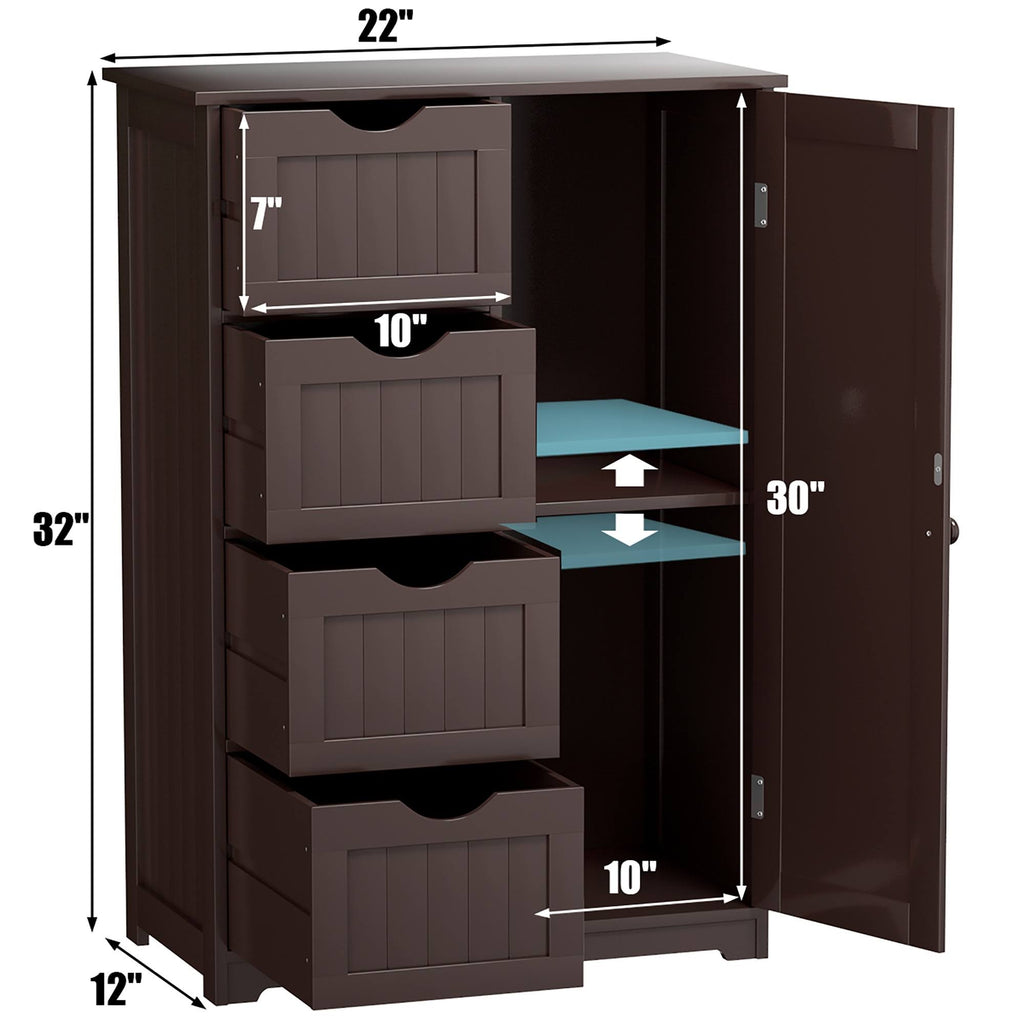Brown Storage Cabinet with 4-Drawers 2-Shelves D84377