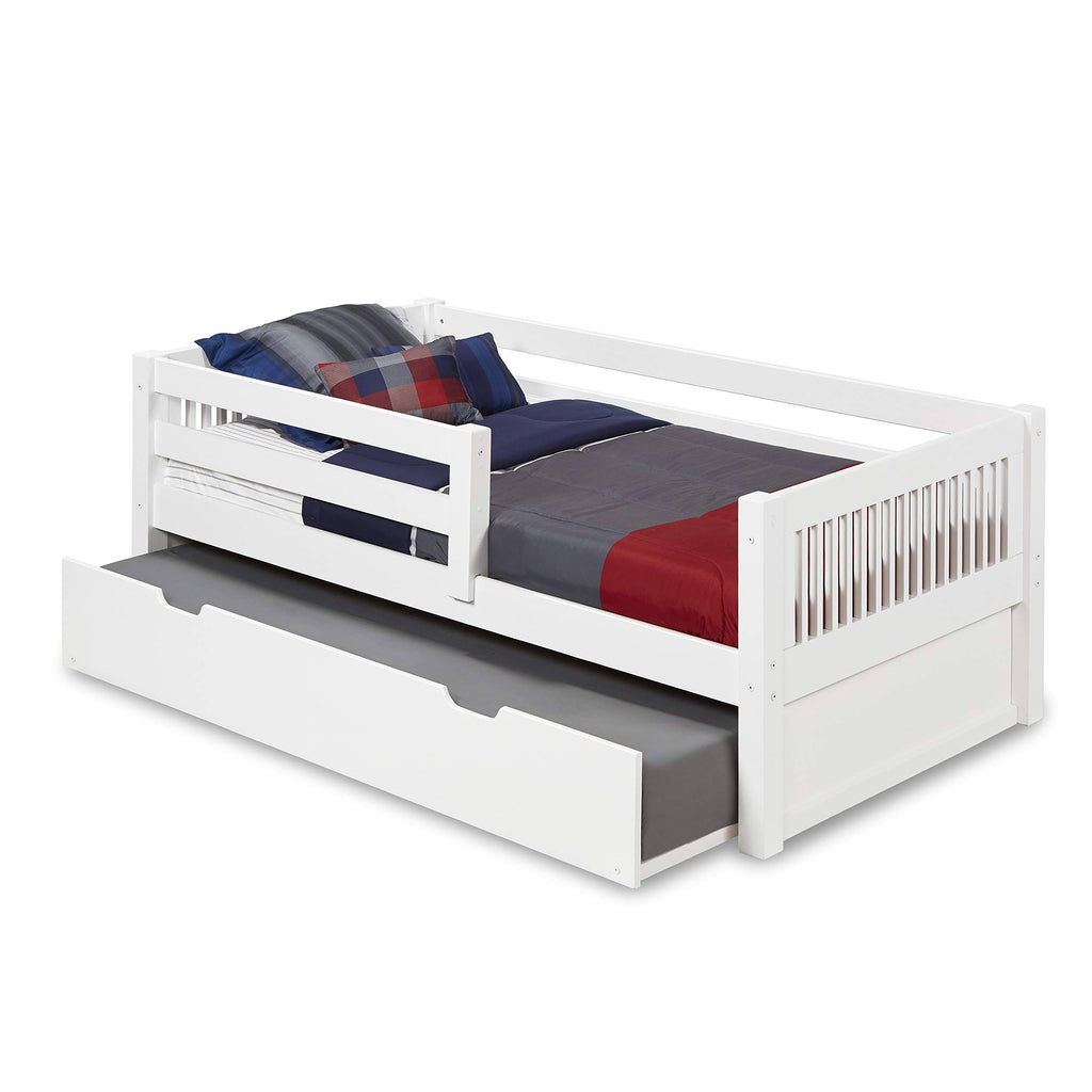 White Finish Day Bed with Front Guard Rail and Twin Trundle O599821