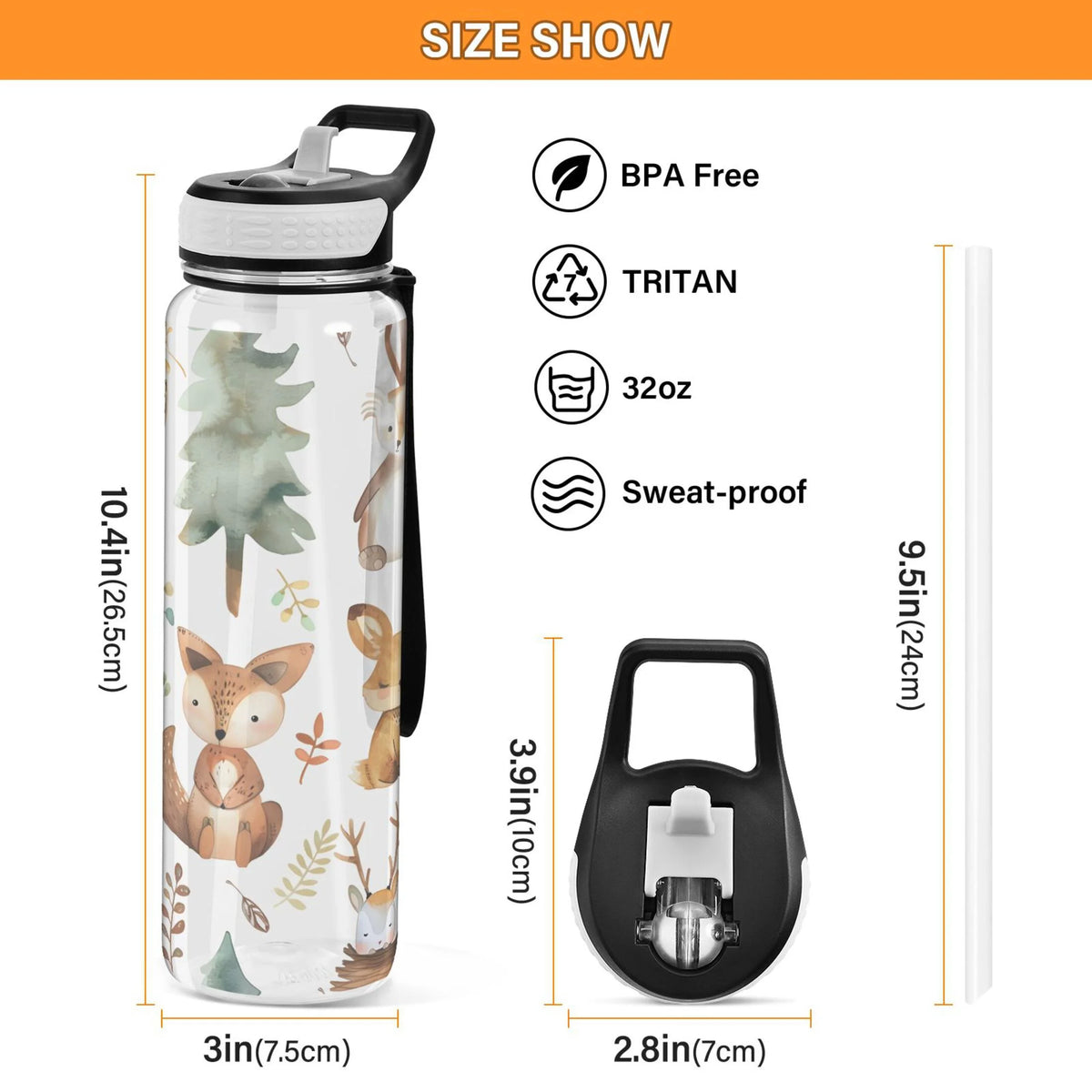 32oz Leakproof Tritan Sports Water Bottle with Straw Y99042