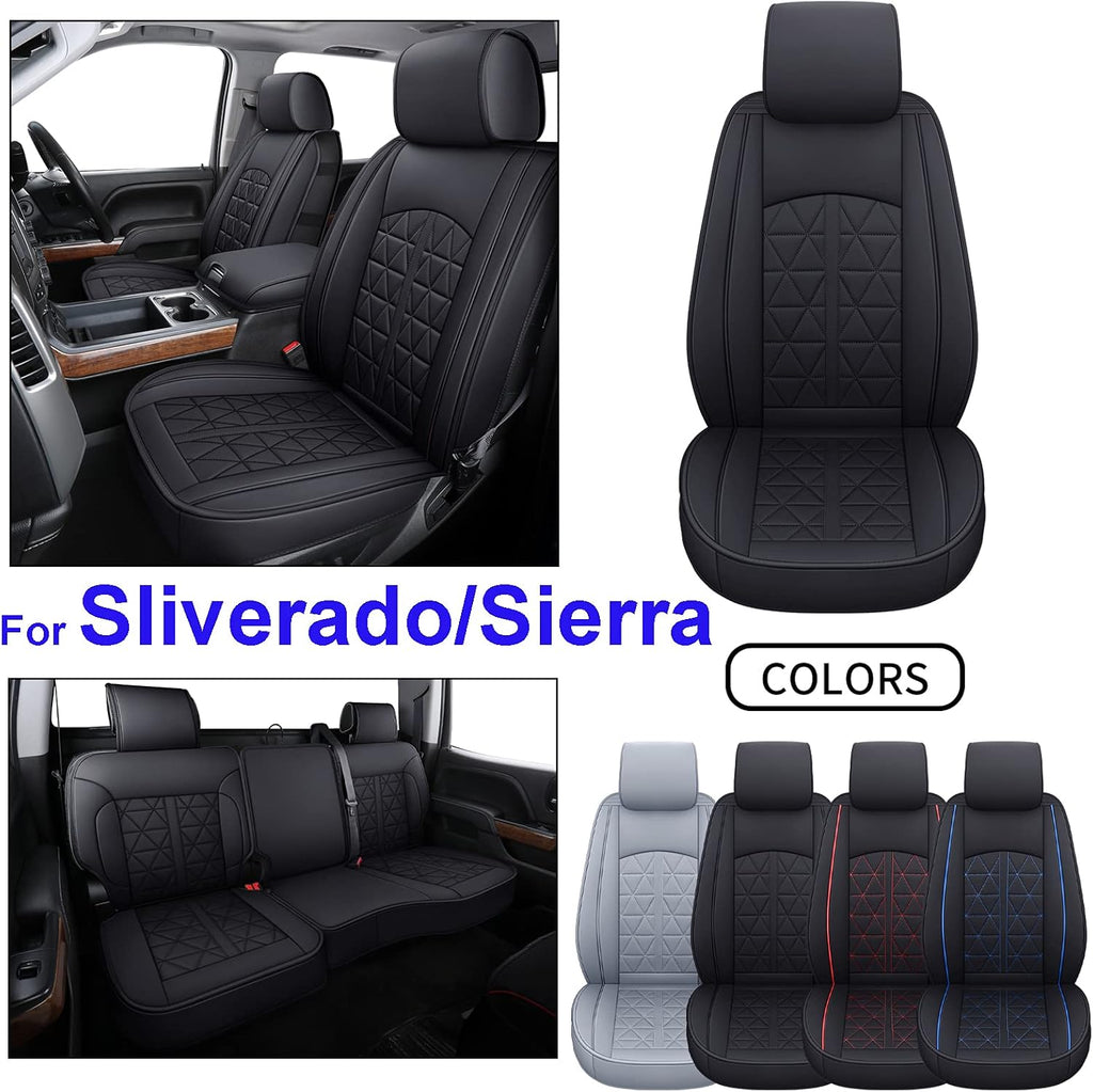 Black&Red Synthetic Leather Car Seat Cover Full Set X9067