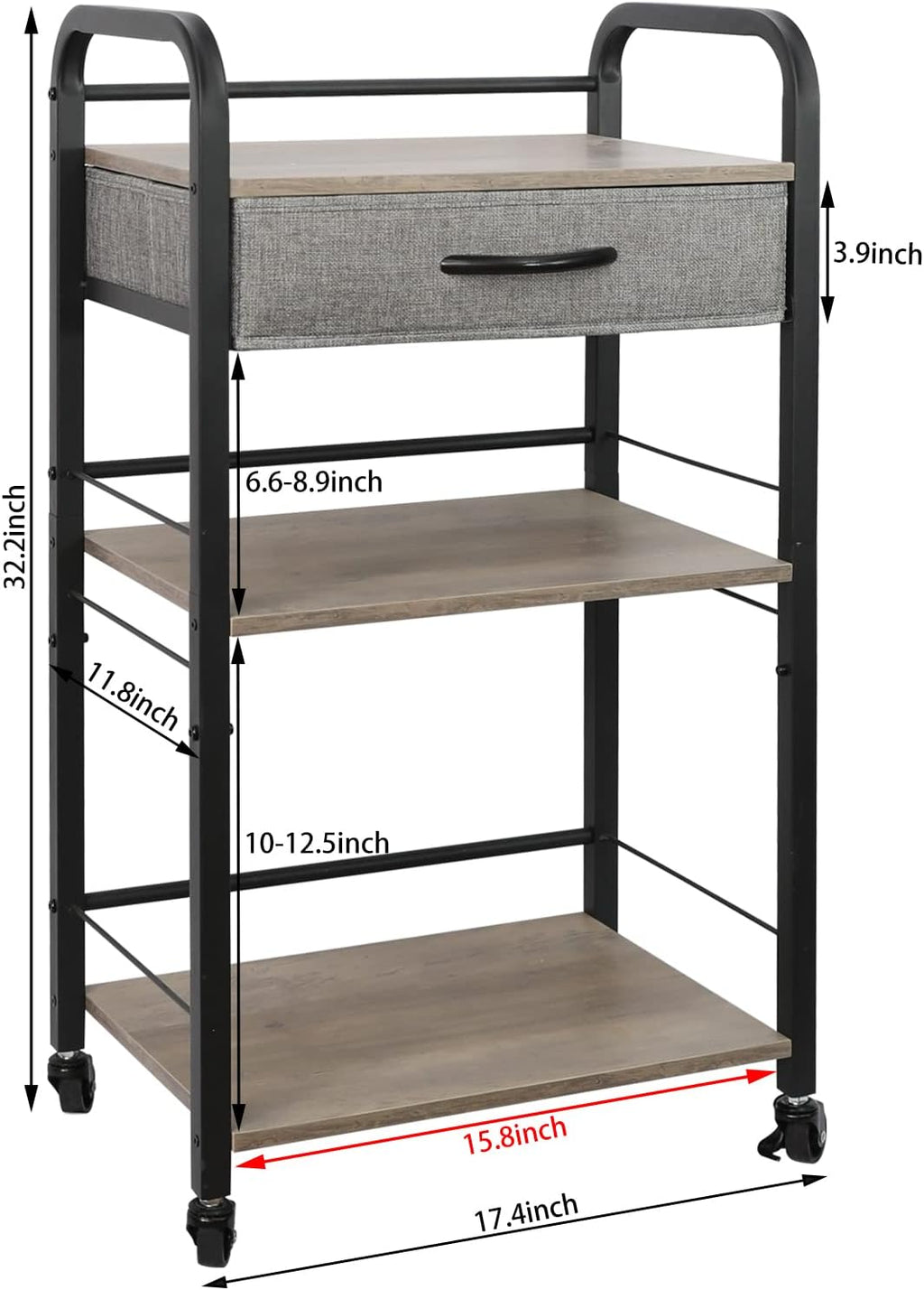 3 Tier Rolling Utility Cart with Drawer K35135
