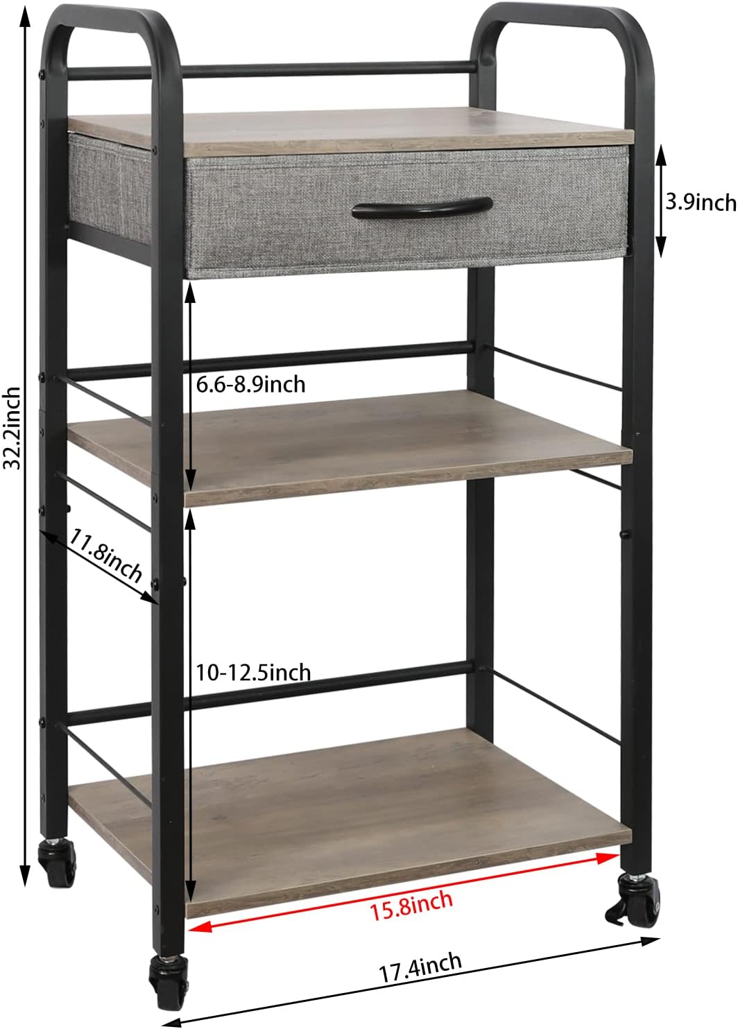 3 Tier Rolling Utility Cart with Drawer K35135