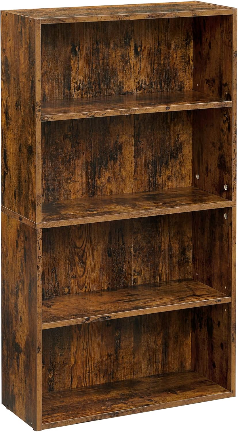 23.6" Rustic Brown Open Bookcase with Adjustable Shelves A2250