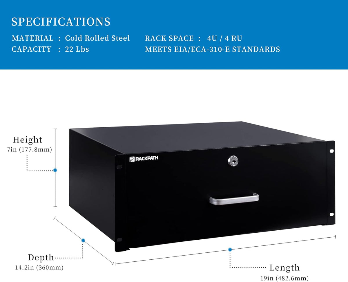 3U Rack Mount Drawer with Lock and Key, Pack of 2 U349