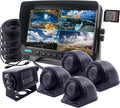 9 inch DVR Monitor with Quad Split Screen, 4 x Side Cameras + 1 x Backup Camera, HD Colour IP69K & 10G Vibration Camera System Q51511