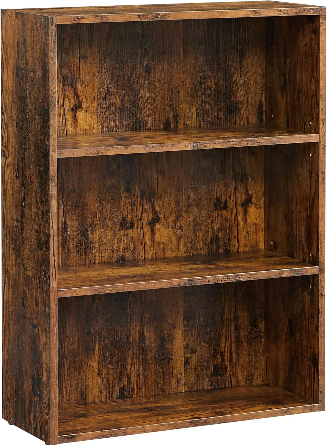 23.6" Rustic Brown Open Bookcase with Adjustable Shelves A2250