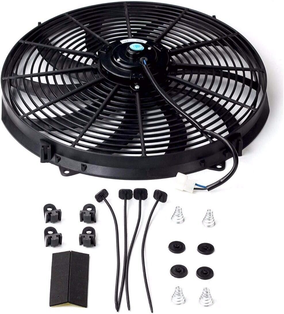 16" Universal Slim Electric Radiator Cooling Fan 12V Pack of 2 R63930