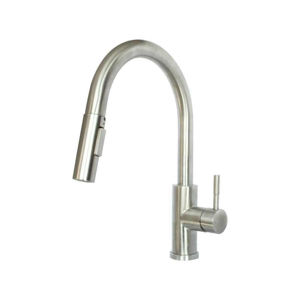 Stainless Steel Kitchen Sink Faucet Single Handle with Pull Down Sprayer Brushed Nickel W132557