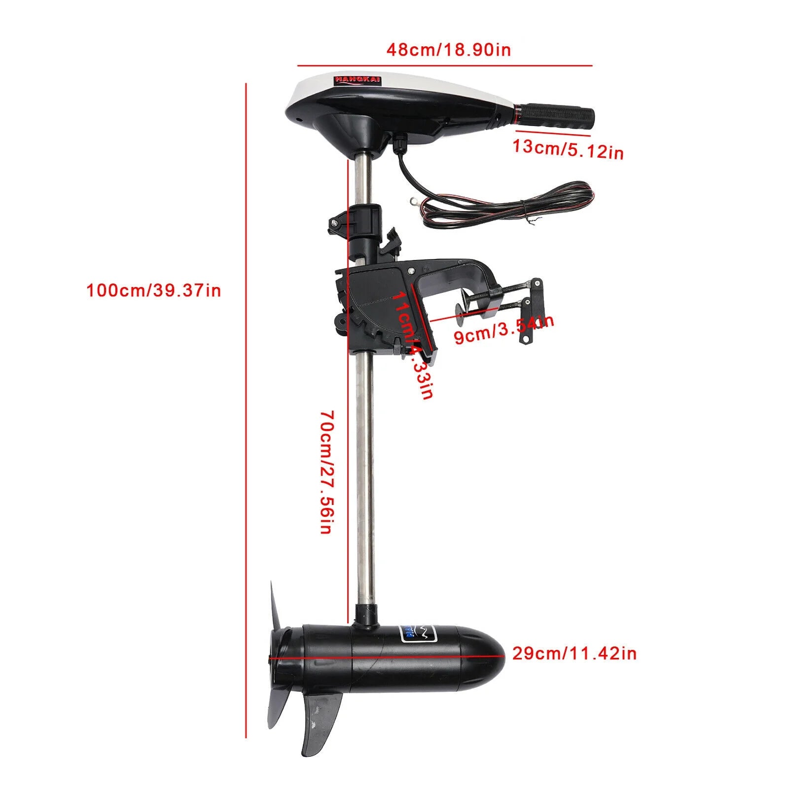 12V 45LBS Thrust Electric Outboard Trolling Motor Boat Engine A697167
