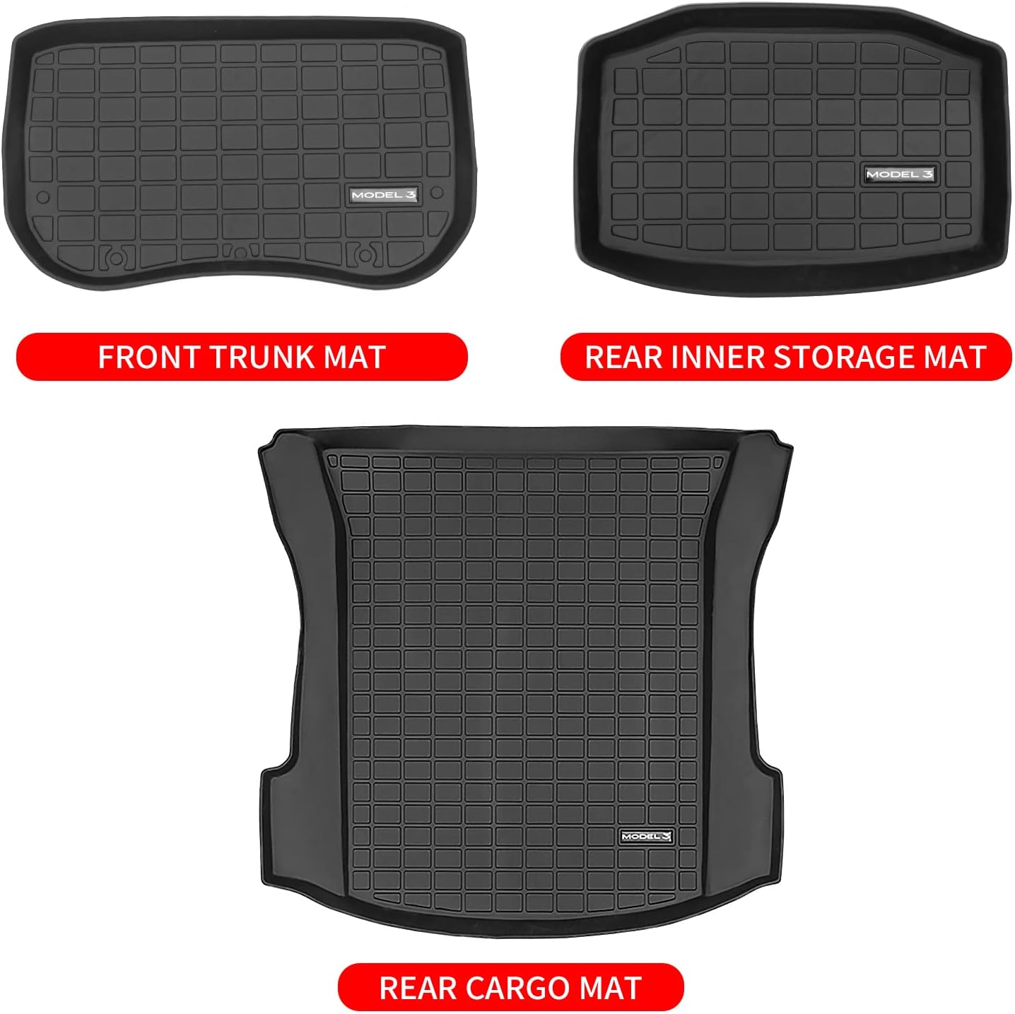 Set of 3 TPE Cargo Liners for Tesla Model 3 P52578