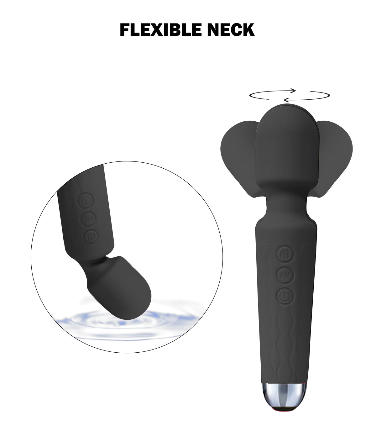 Black Wand Massager Vibrator with 8 Speeds Y3417