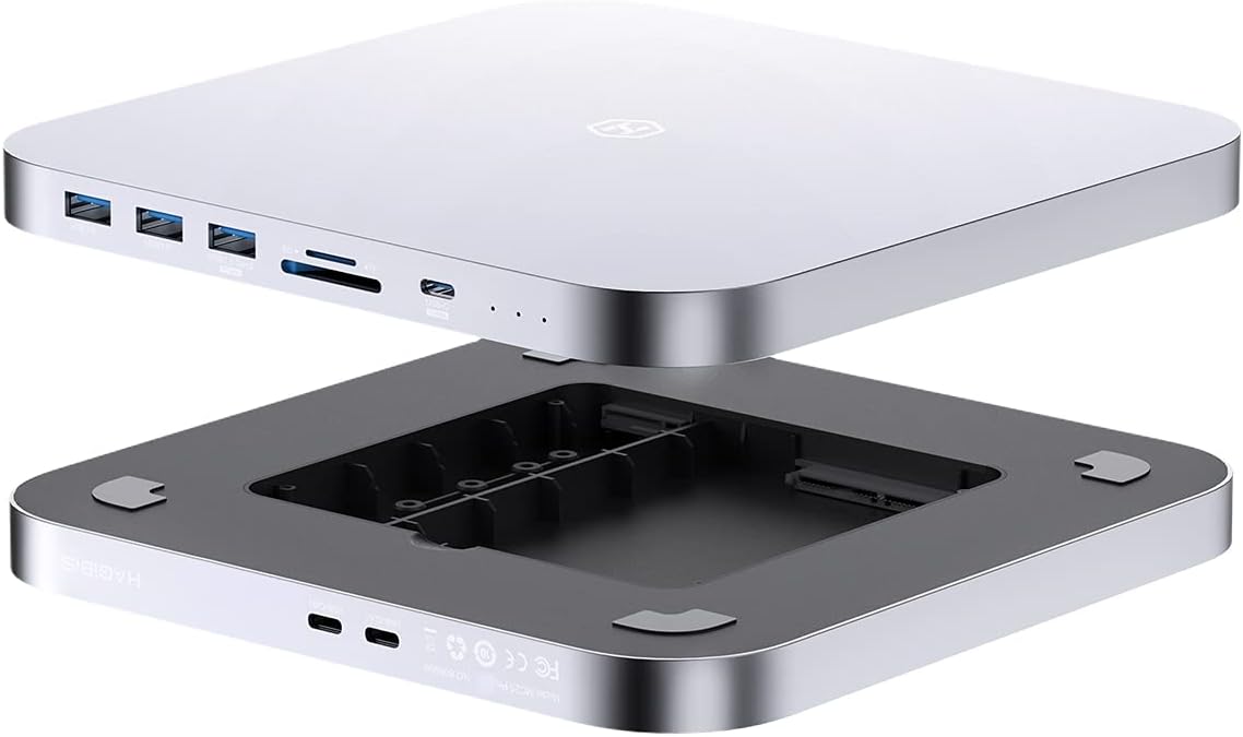 USB-C Hub with Hard Drive Enclosure, SATA, USB 3.0, SD/TF Card Reader, USB 2.0 Ports for Mac Mini M21600